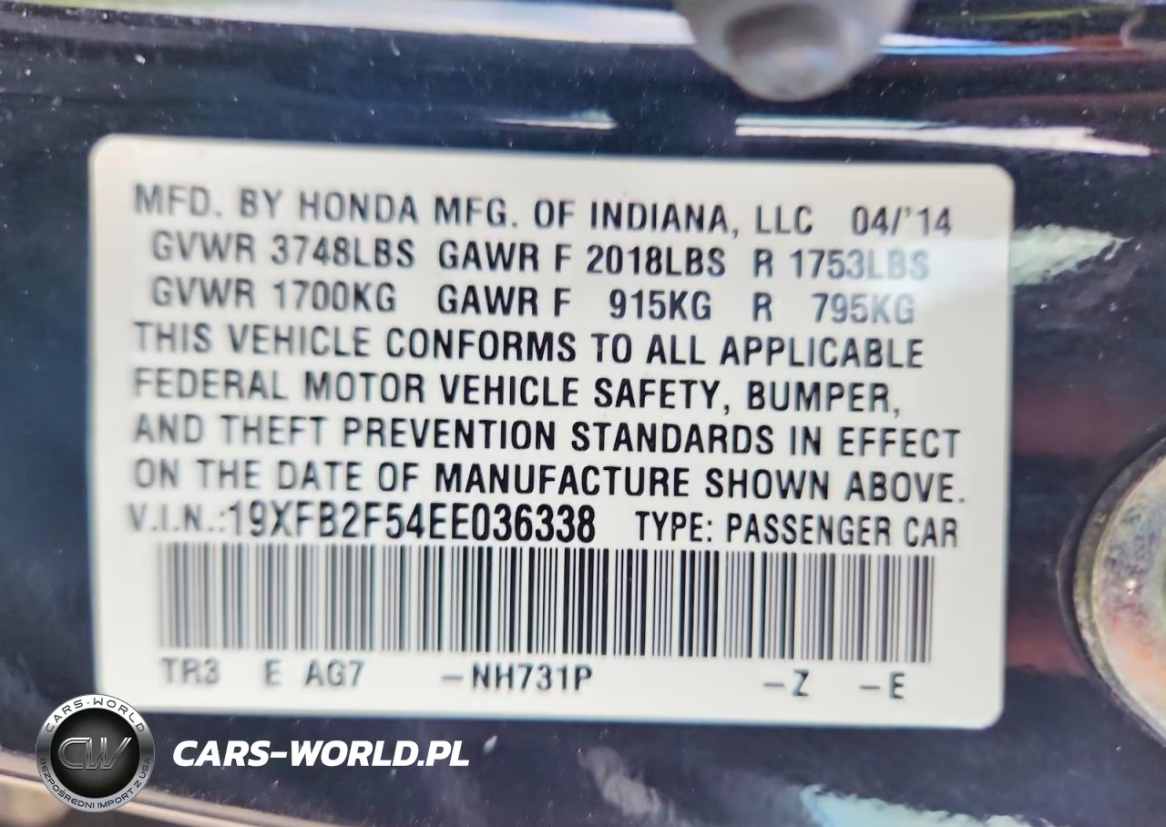 2014 Honda Civic Lx VIN:19XFB2F54EE036338 - 12