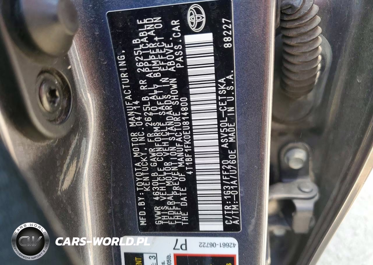 2014 Toyota Camry Se VIN:4T1BF1FK0EU814800 - 12
