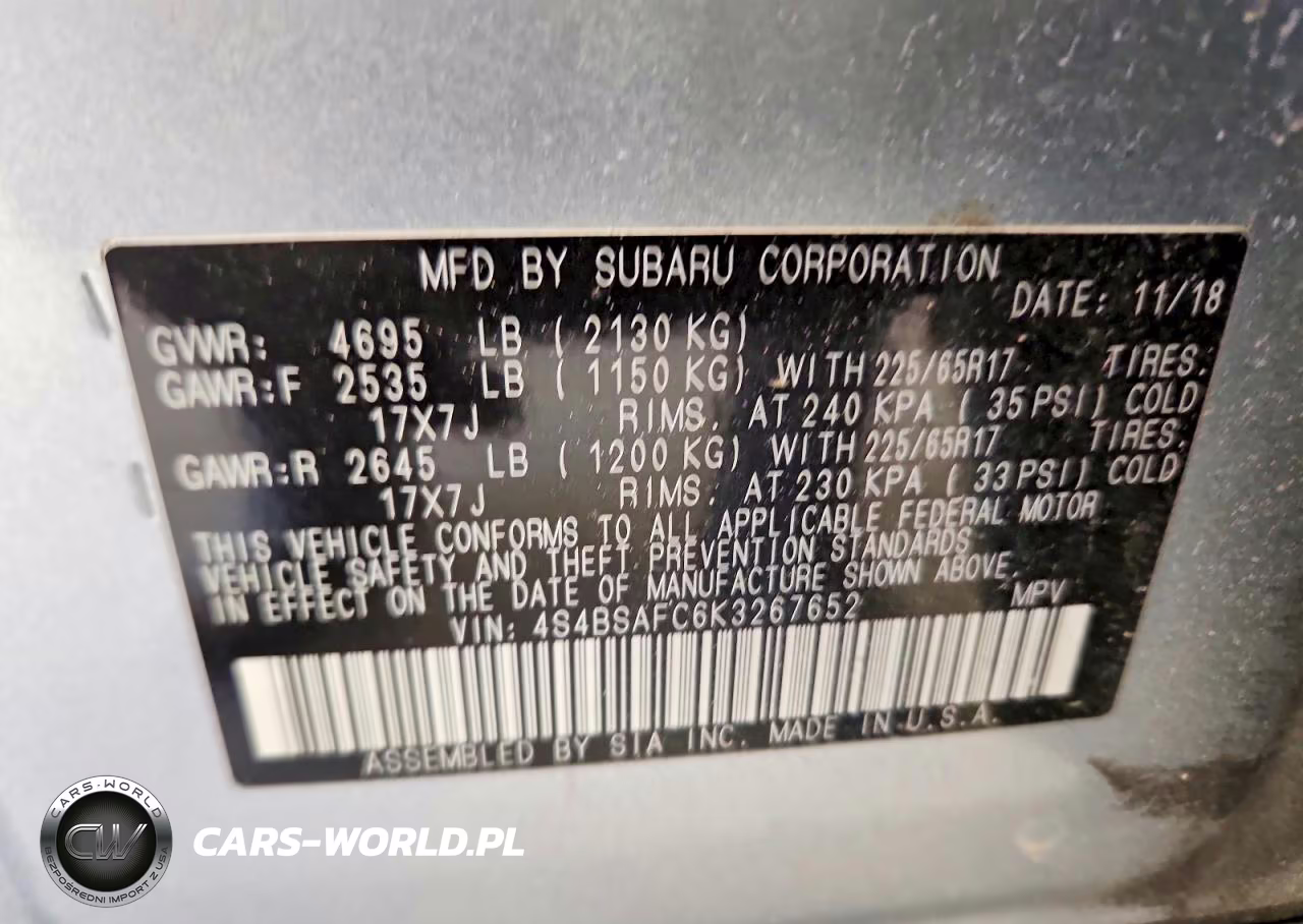 2019 Subaru Outback 2.5I Premium VIN:4S4BSAFC6K3267652 - 12