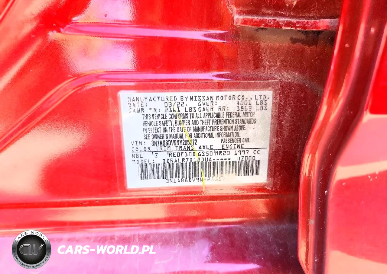 2022 Nissan Sentra Sr VIN:3N1AB8DV9NY255572 - 13