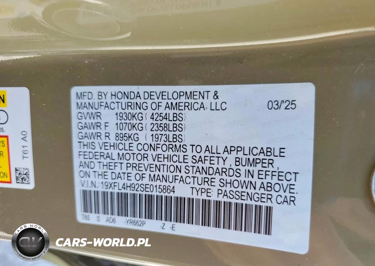 2025 Honda Civic Sport Touring VIN:19XFL4H92SE015864 - 12
