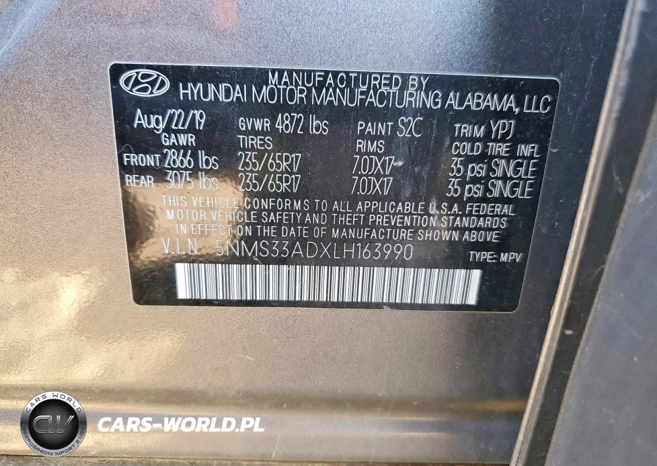 2020 Hyundai Santa Fe Sel VIN:5NMS33ADXLH163990 - 12