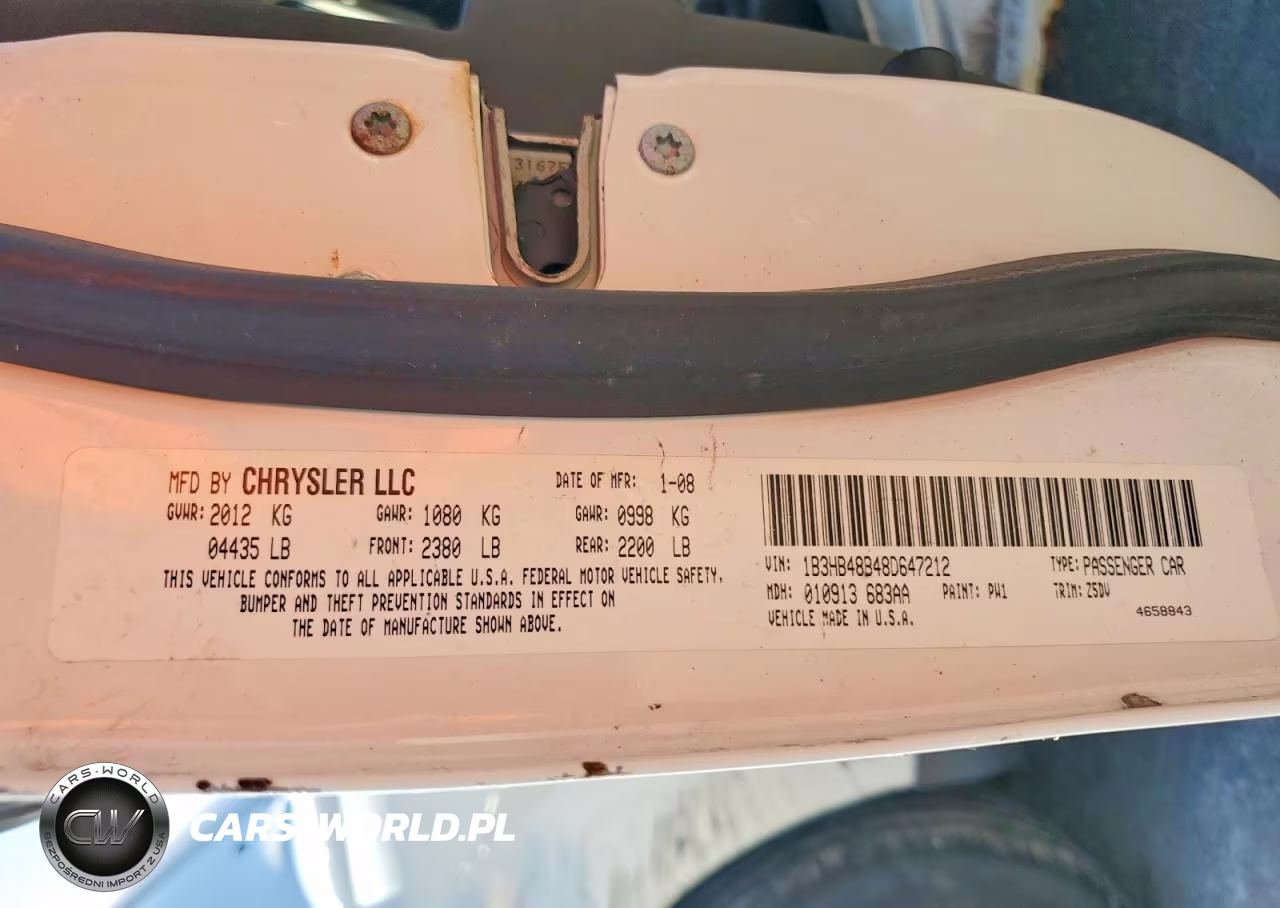 2008 Dodge Caliber Sxt VIN:1B3HB48B48D647212 - 12