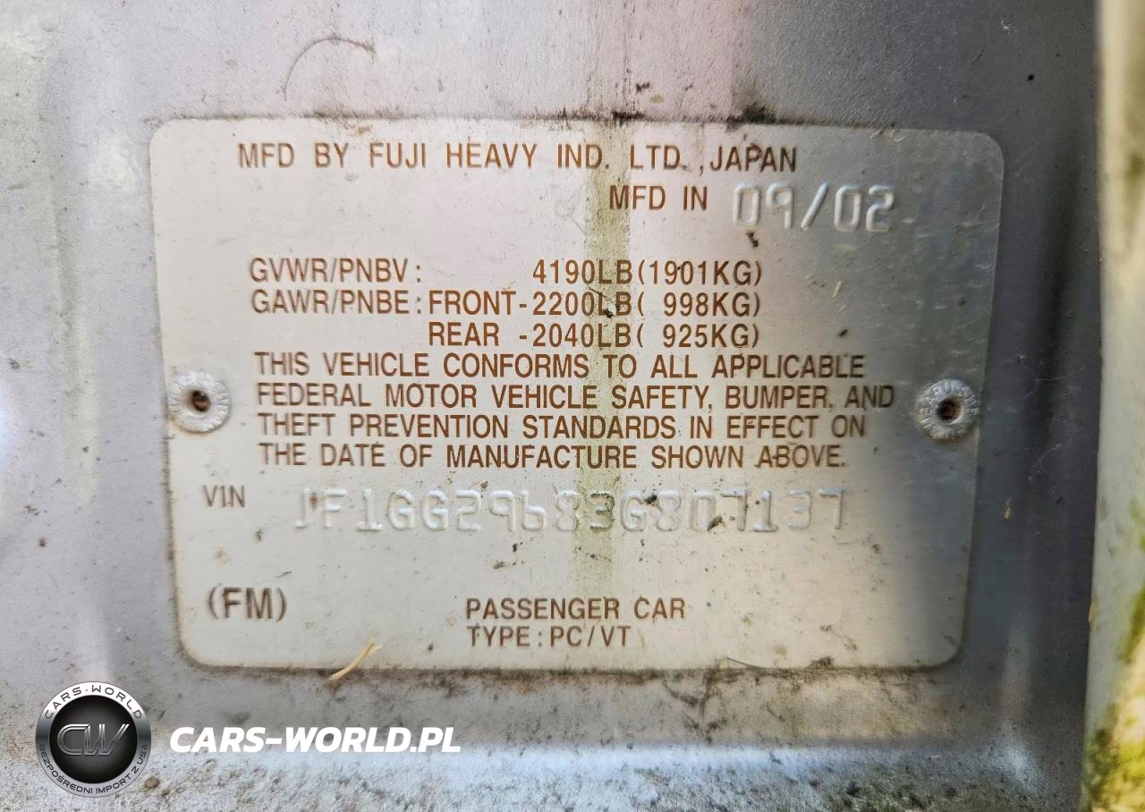 2003 Subaru Impreza Wrx VIN:JF1GG29683G807137 - 12