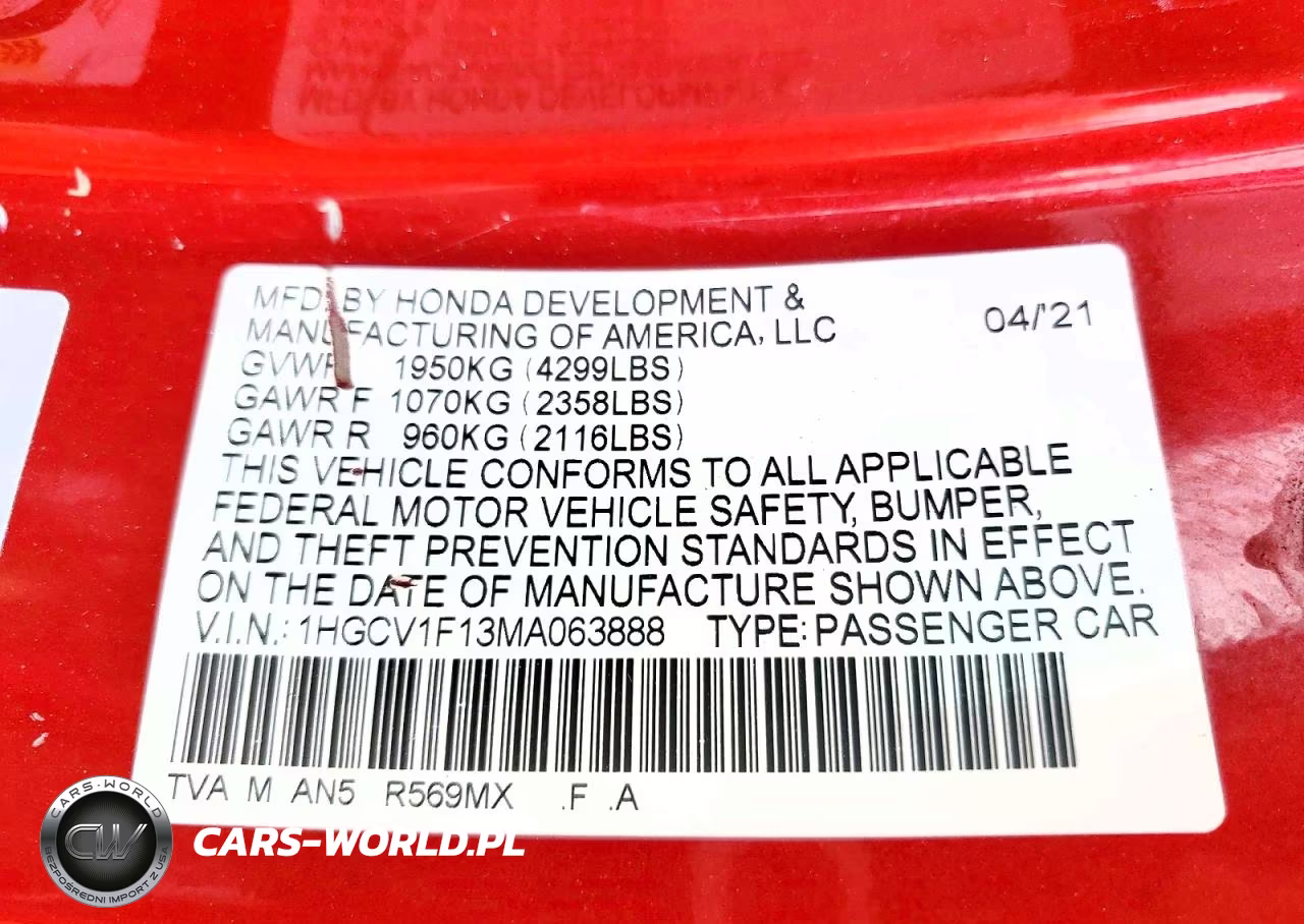 2021 Honda Accord Lx VIN:1HGCV1F13MA063888 - 13