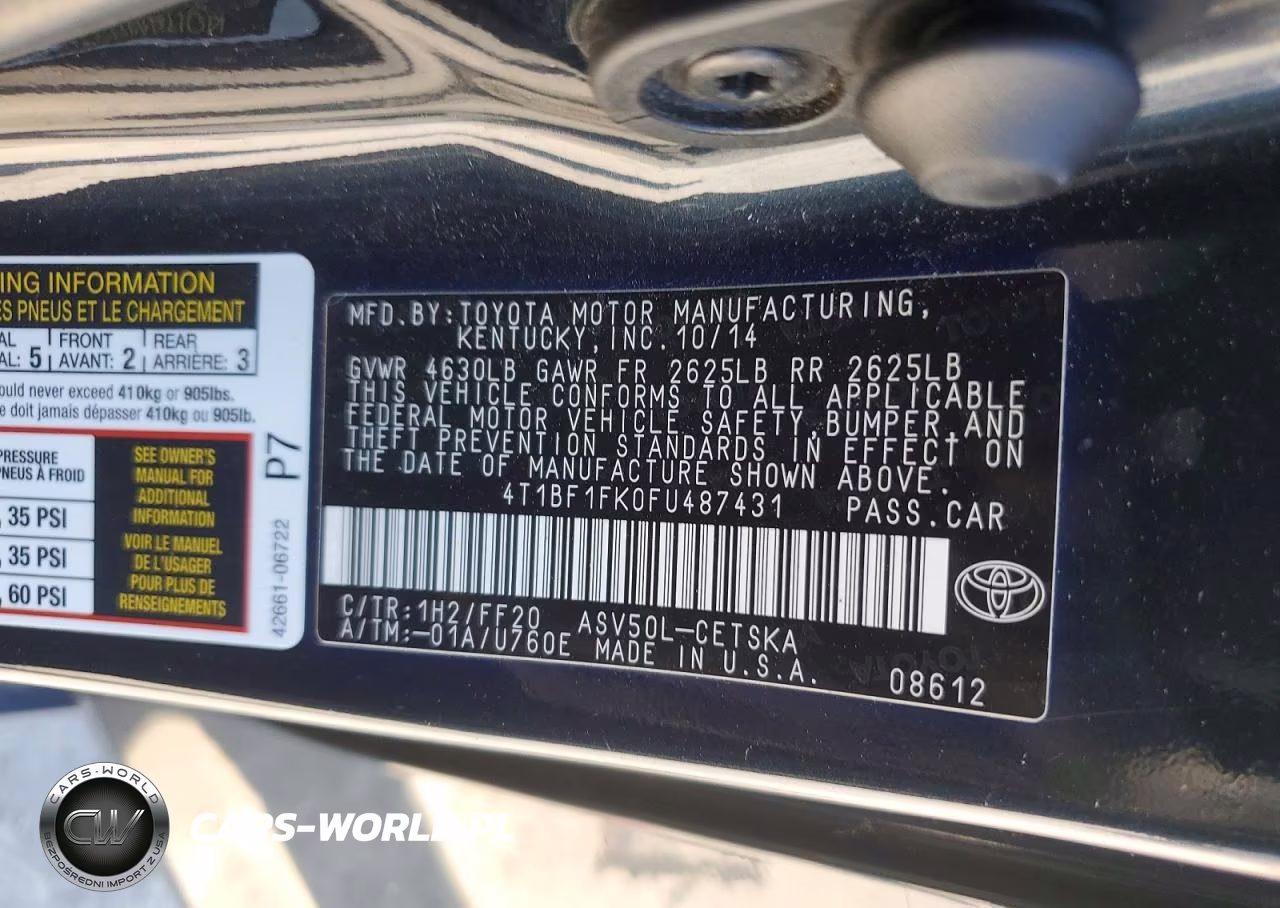 2015 Toyota Camry Se VIN:4T1BF1FK0FU487431 - 12