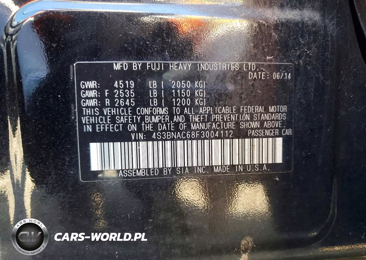 2015 Subaru Legacy 2.5I Premium VIN:4S3BNAC68F3004112 - 12