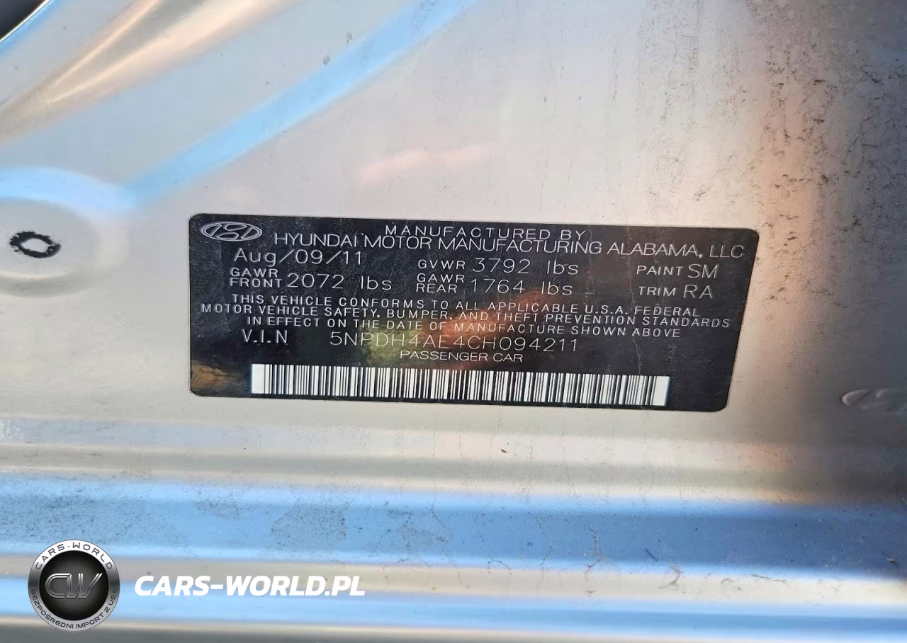2012 Hyundai Elantra Limited VIN:5NPDH4AE4CH094211 - 12