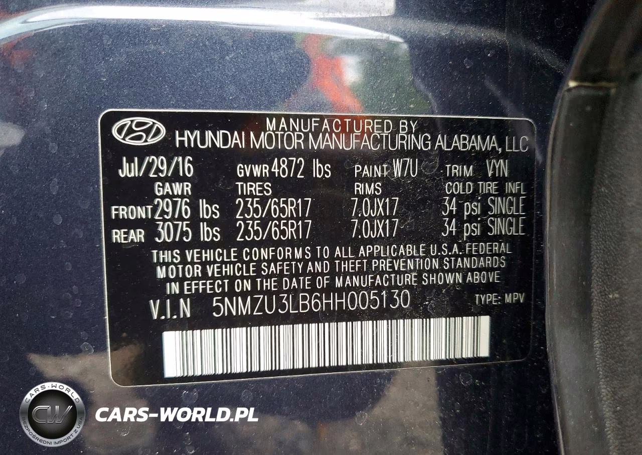2017 Hyundai Santa Fe Sport 2.4L VIN:5NMZU3LB6HH005130 - 13