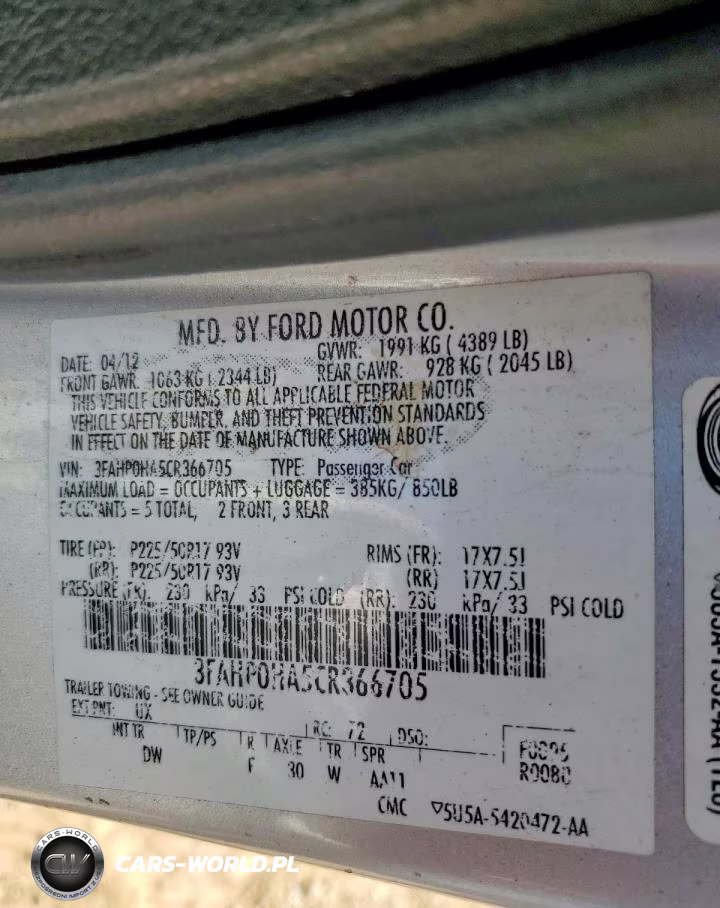 2012 Ford Fusion Se VIN:3FAHP0HA5CR366705 - 13