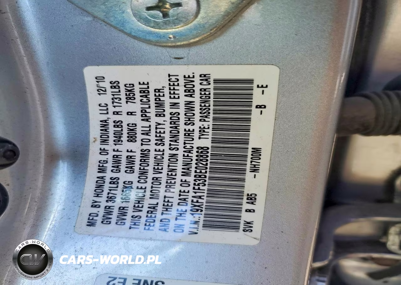 2011 Honda Civic Lx VIN:19XFA1F53BE028868 - 12