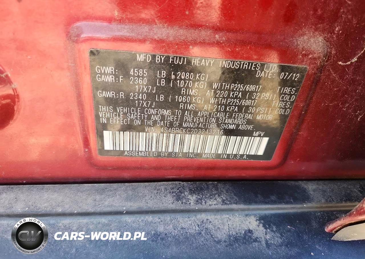 2013 Subaru Outback 2.5I Limited VIN:4S4BRCKC2D3213216 - 12