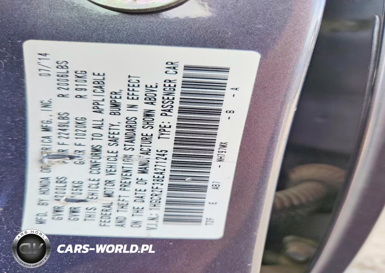 2014 Honda Accord Lx VIN:1HGCR2F38EA271245 - 12
