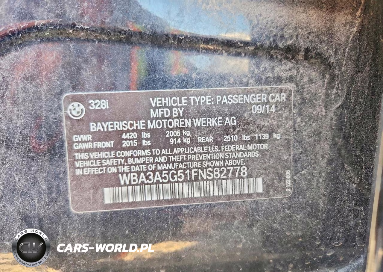 2015 BMW 328 I VIN:WBA3A5G51FNS82778 - 12