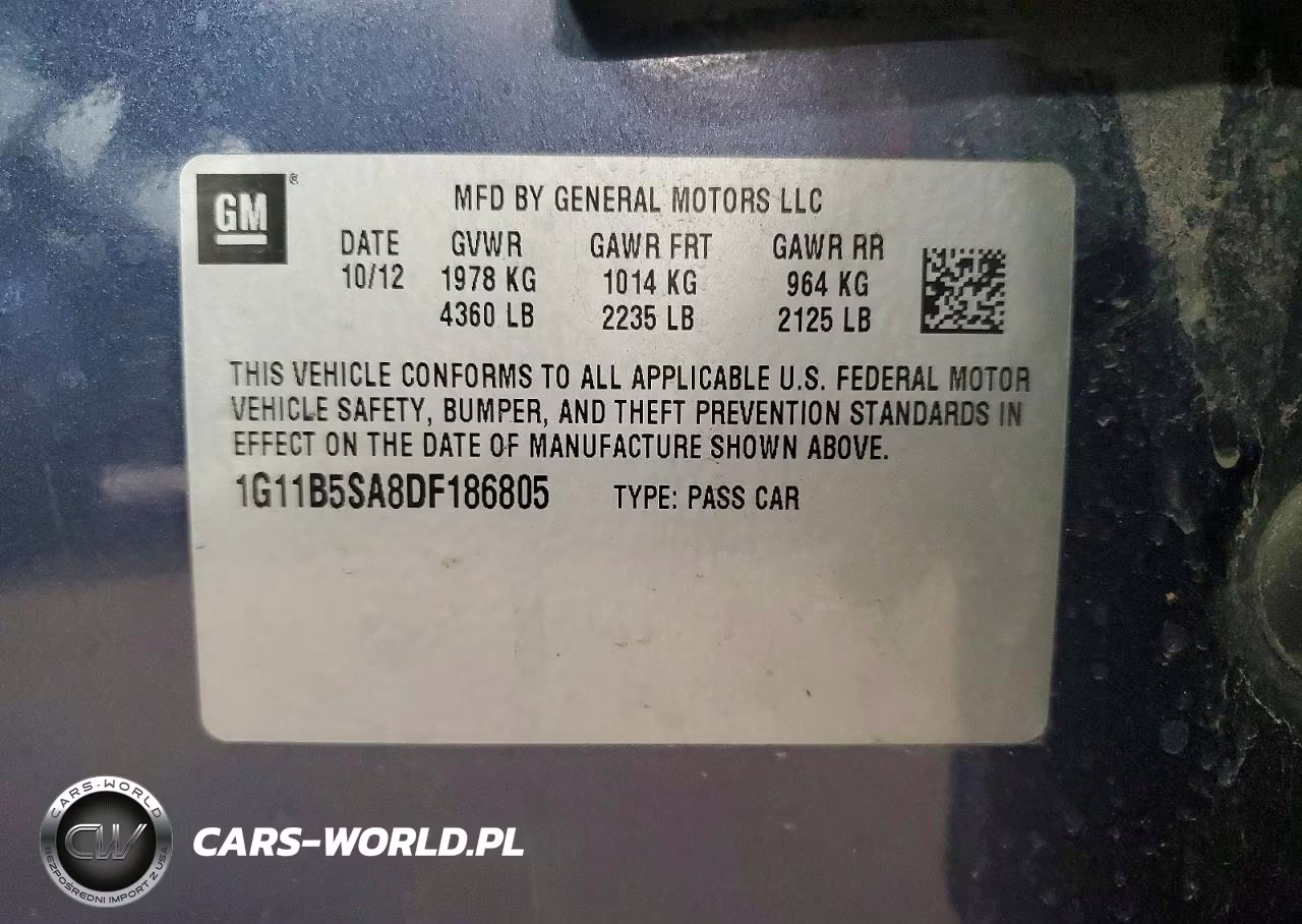 2013 Chevrolet Malibu Ls VIN:1G11B5SA8DF186805 - 12