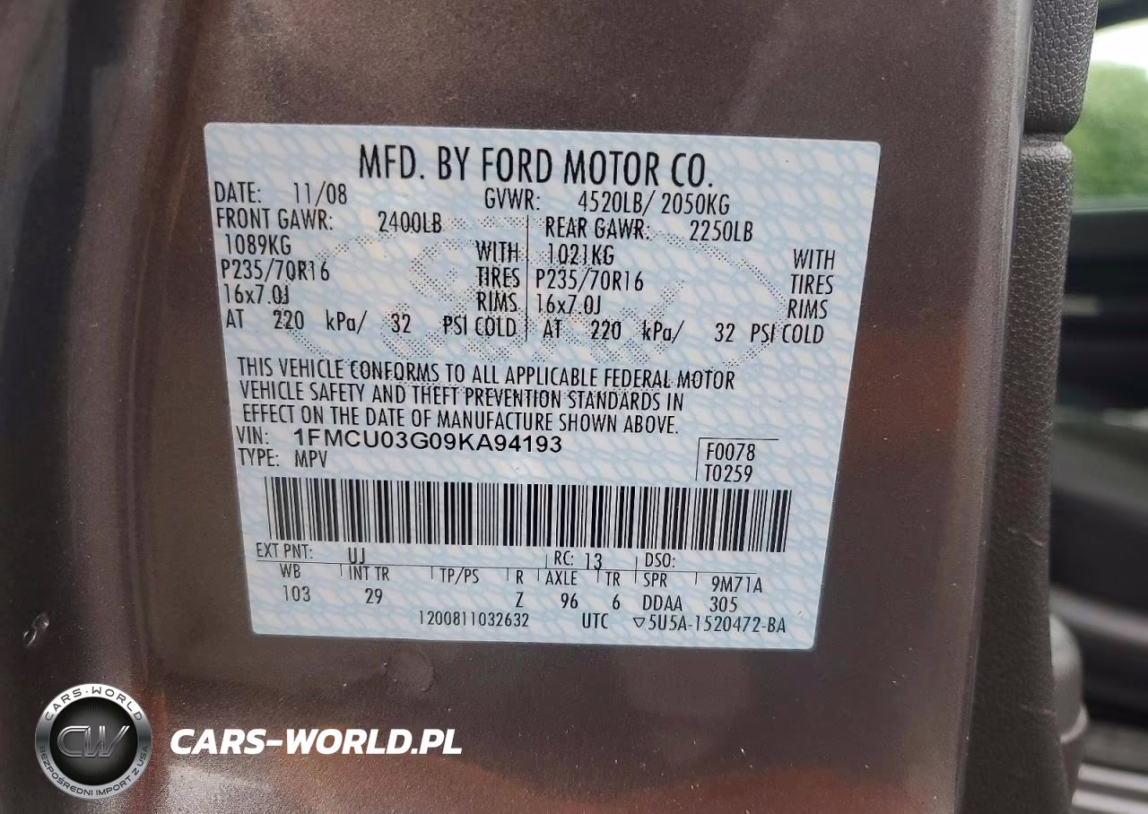 2009 Ford Escape Xlt VIN:1FMCU03G09KA94193 - 13
