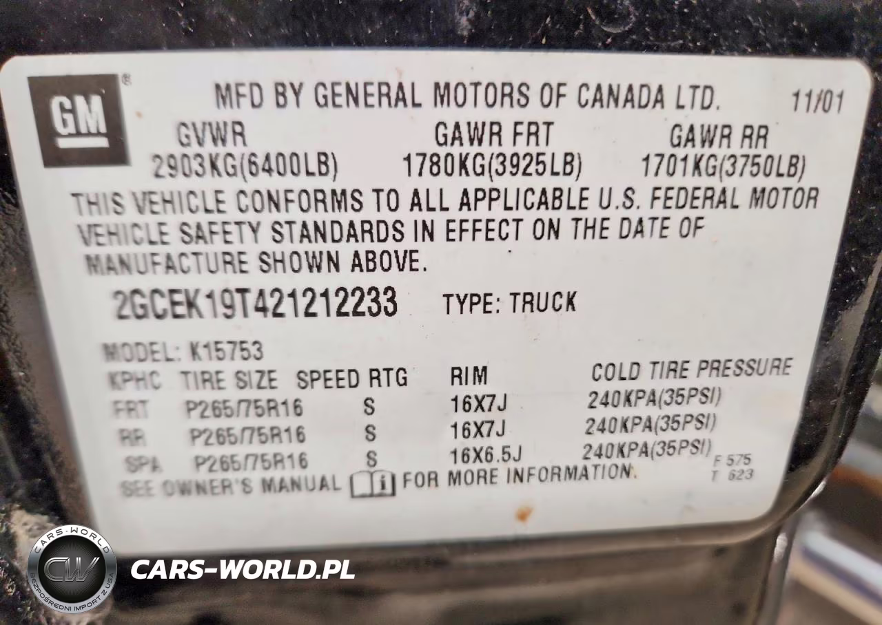 2002 Chevrolet Silverado K1500 VIN:2GCEK19T421212233 - 12