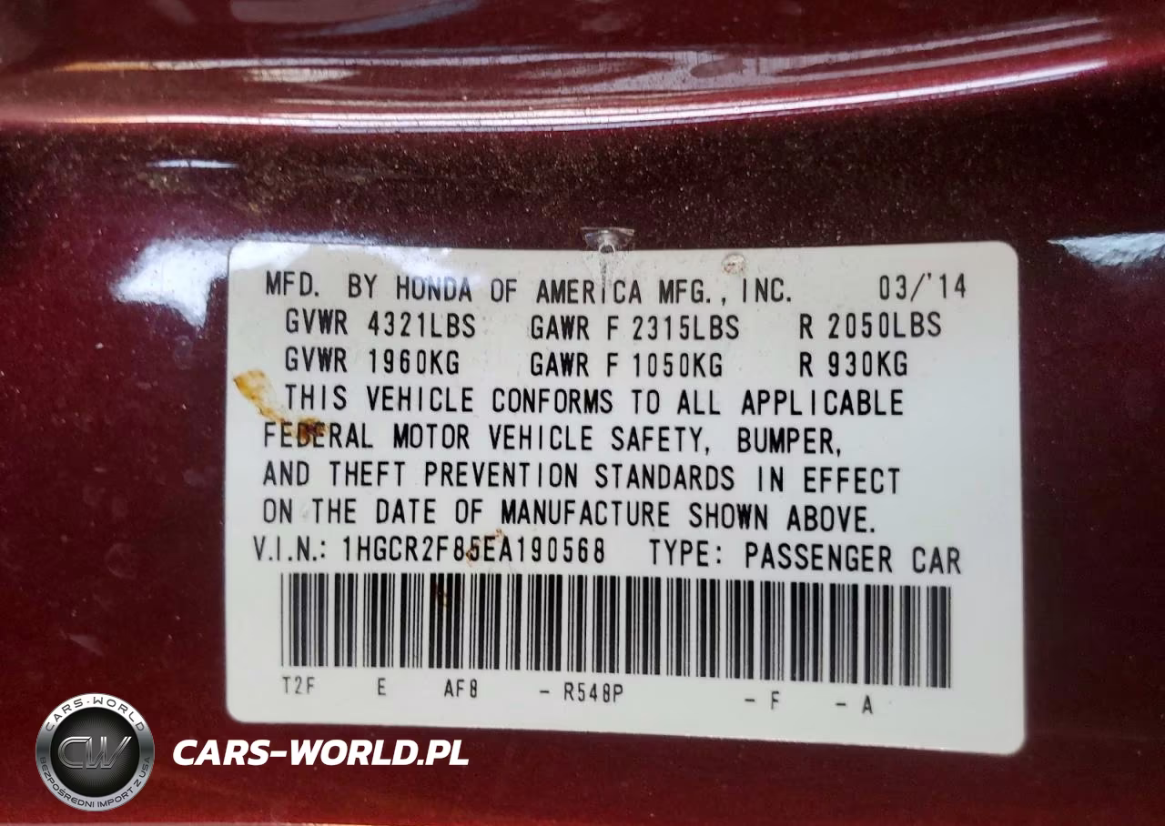 2014 Honda Accord Exl VIN:1HGCR2F85EA190568 - 12