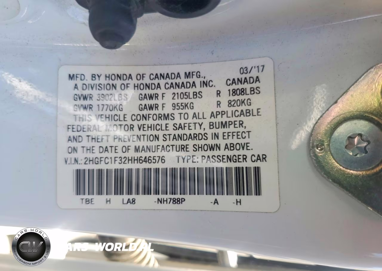 2017 Honda Civic Ex VIN:2HGFC1F32HH646576 - 12