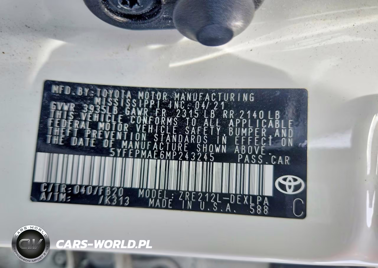 2021 Toyota Corolla Le VIN:5YFEPMAE6MP243245 - 12