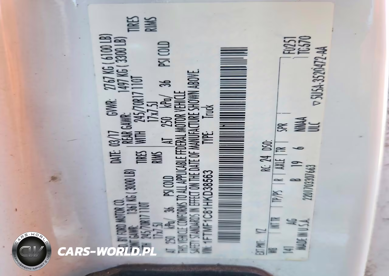 2017 Ford F150 VIN:1FTMF1C81HKD38563 - 13