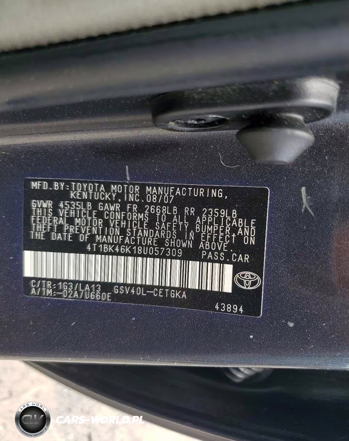 2008 Toyota Camry Xle V6 VIN:4T1BK46K18U057309 - 13