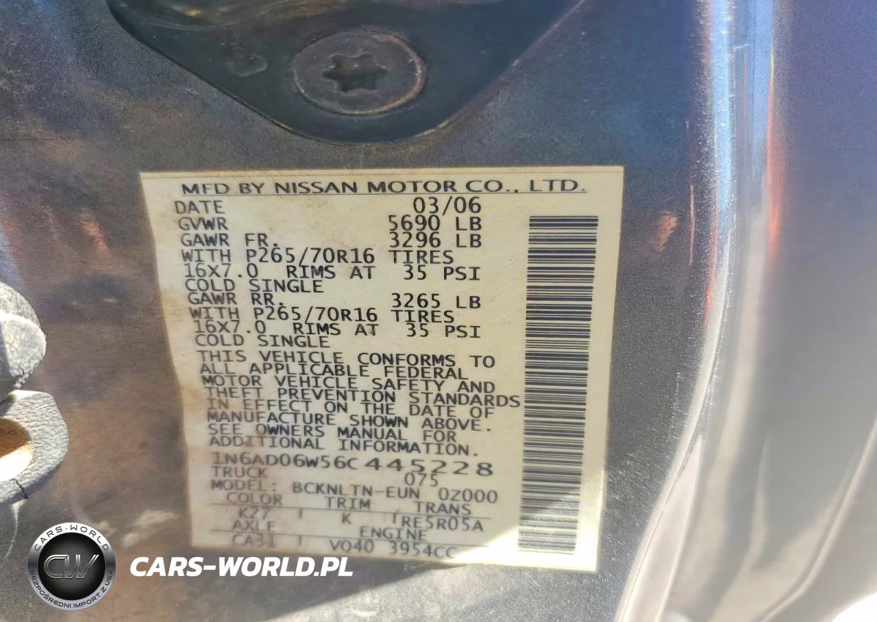 2006 Nissan Frontier Se VIN:1N6AD06W56C445228 - 12