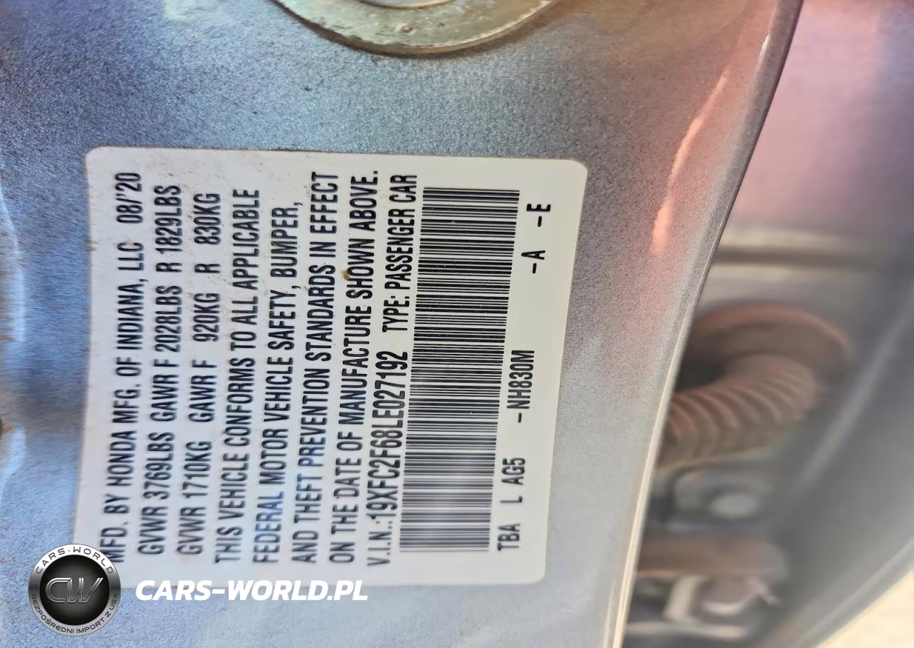 2020 Honda Civic Lx VIN:19XFC2F68LE027192 - 12