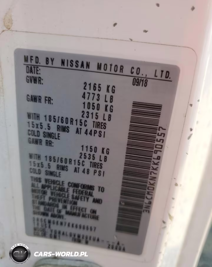2019 Nissan Nv200 2.5S VIN:3N6CM0KN7KK690557 - 14