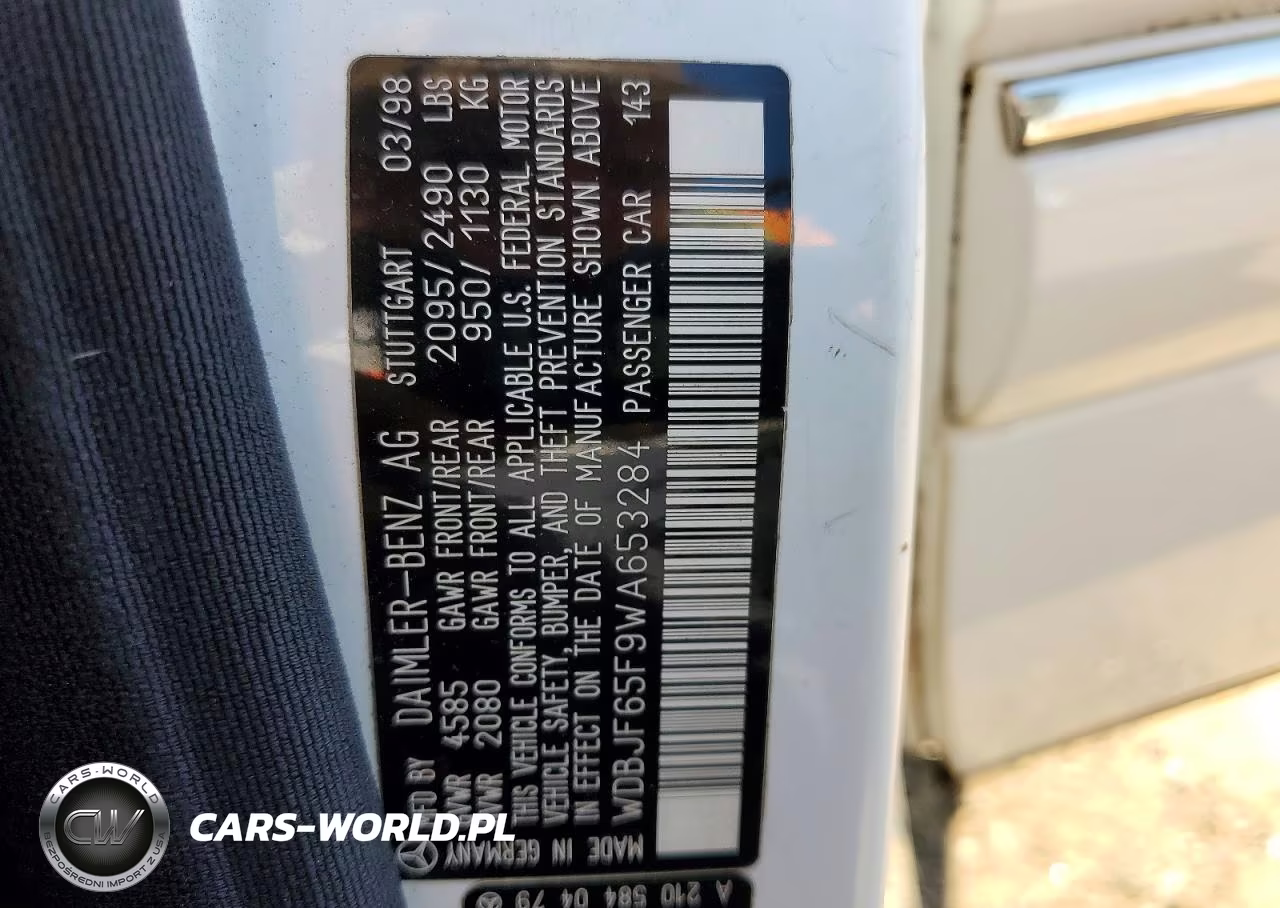 1998 Mercedes-Benz E-Class E320 Cdi (W) VIN:WDBJF65F9WA653284 - 12