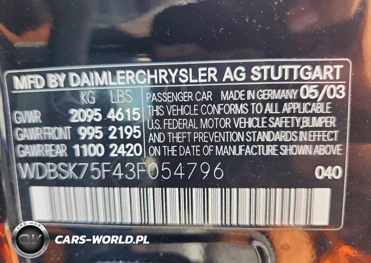 2003 Mercedes-Benz Sl 500R VIN:WDBSK75F43F054796 - 12