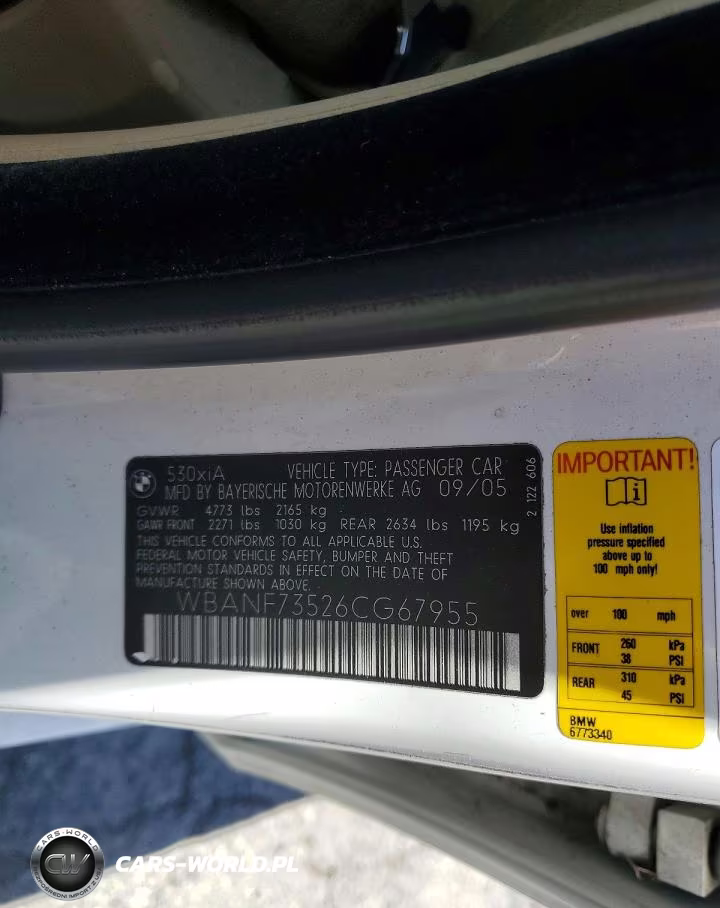 2006 BMW 530 Xi VIN:WBANF73526CG67955 - 12