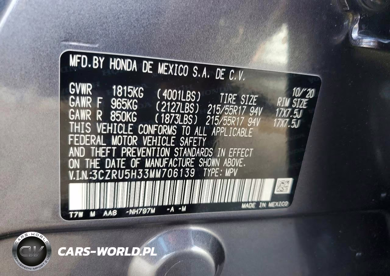 2021 Honda Hr-V Lx VIN:3CZRU5H33MM706139 - 12