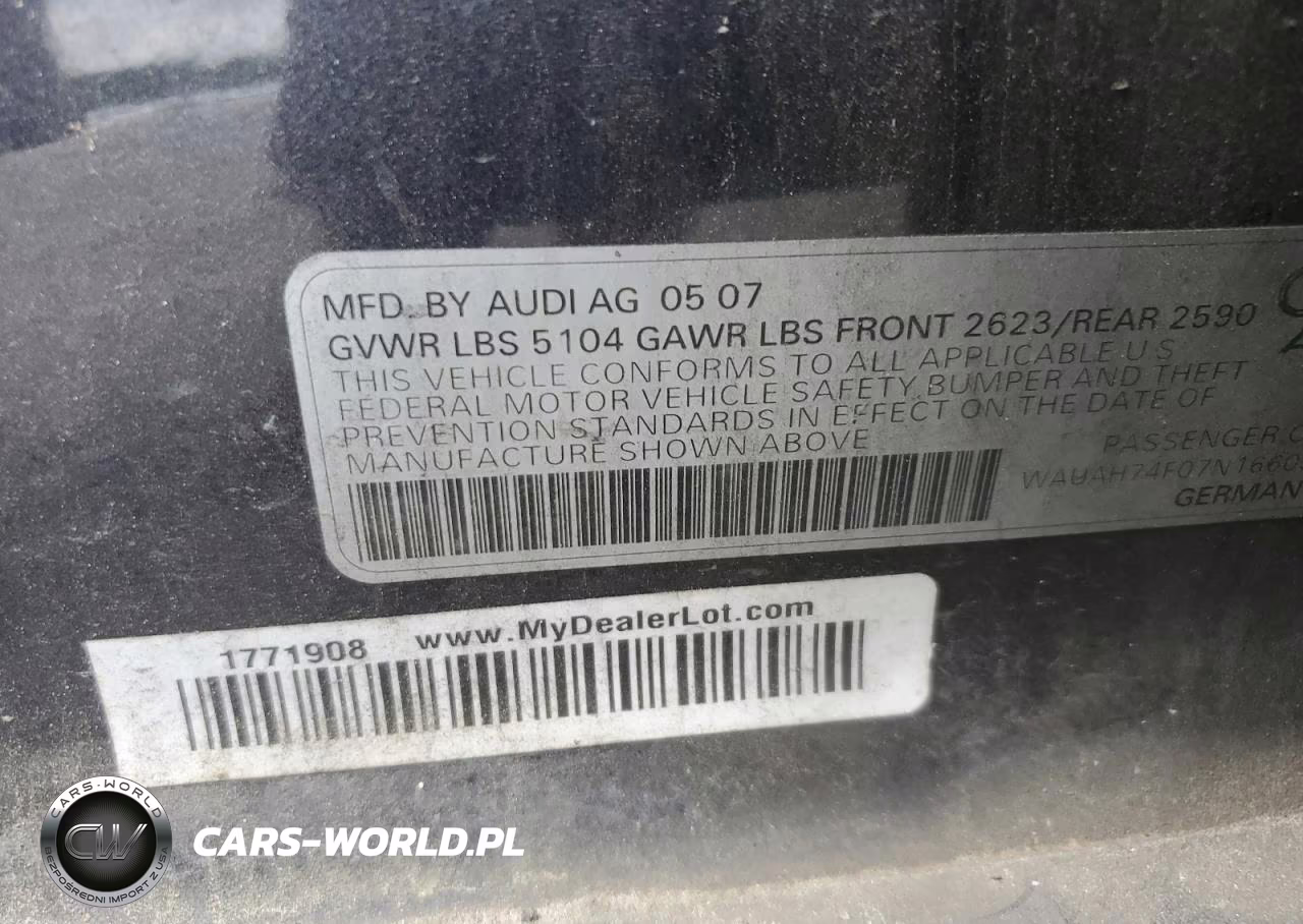 2007 Audi A6 3.2 VIN:WAUAH74F07N166033 - 13