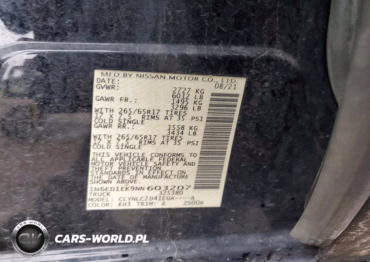 2022 Nissan Frontier Sv VIN:1N6ED1EK9NN603207 - 12
