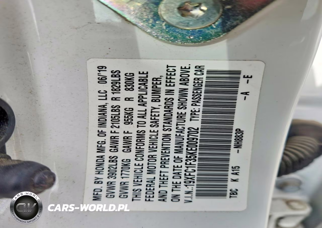 2019 Honda Civic Ex VIN:19XFC1F35KE009702 - 12