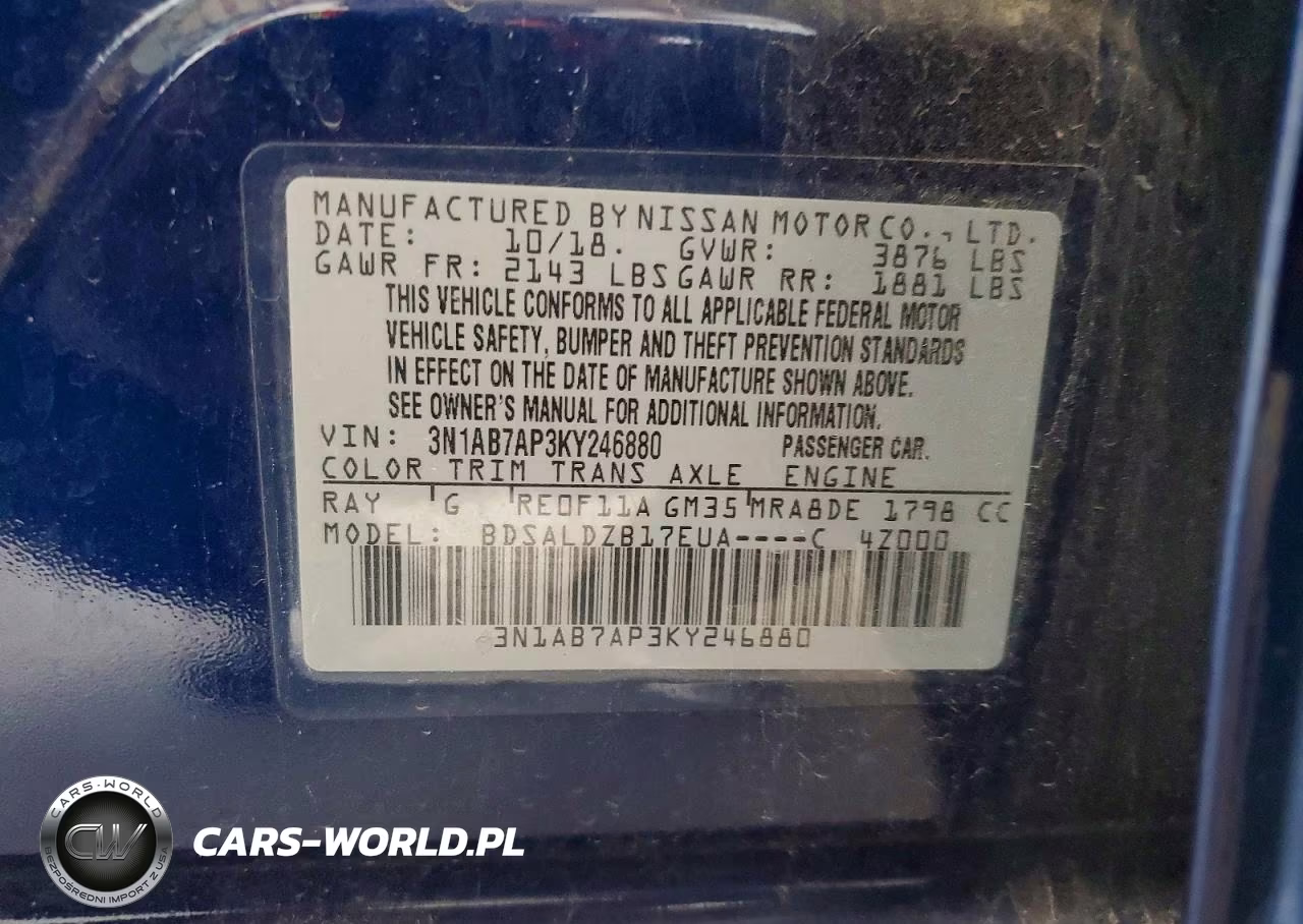 2019 Nissan Sentra Sv VIN:3N1AB7AP3KY246880 - 12