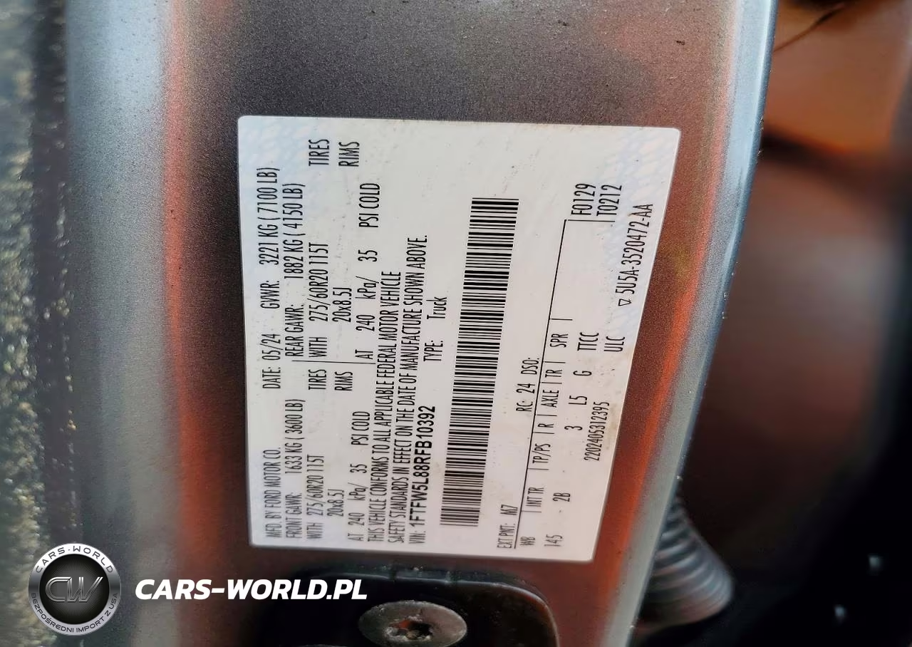 2024 Ford F150 Lariat VIN:1FTFW5L88RFB10392 - 12