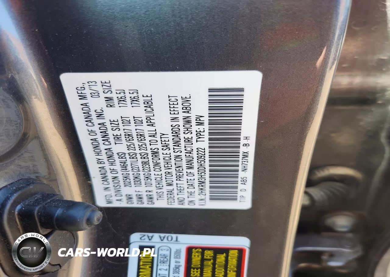 2013 Honda Cr-V Ex VIN:2HKRM3H50DH509222 - 12