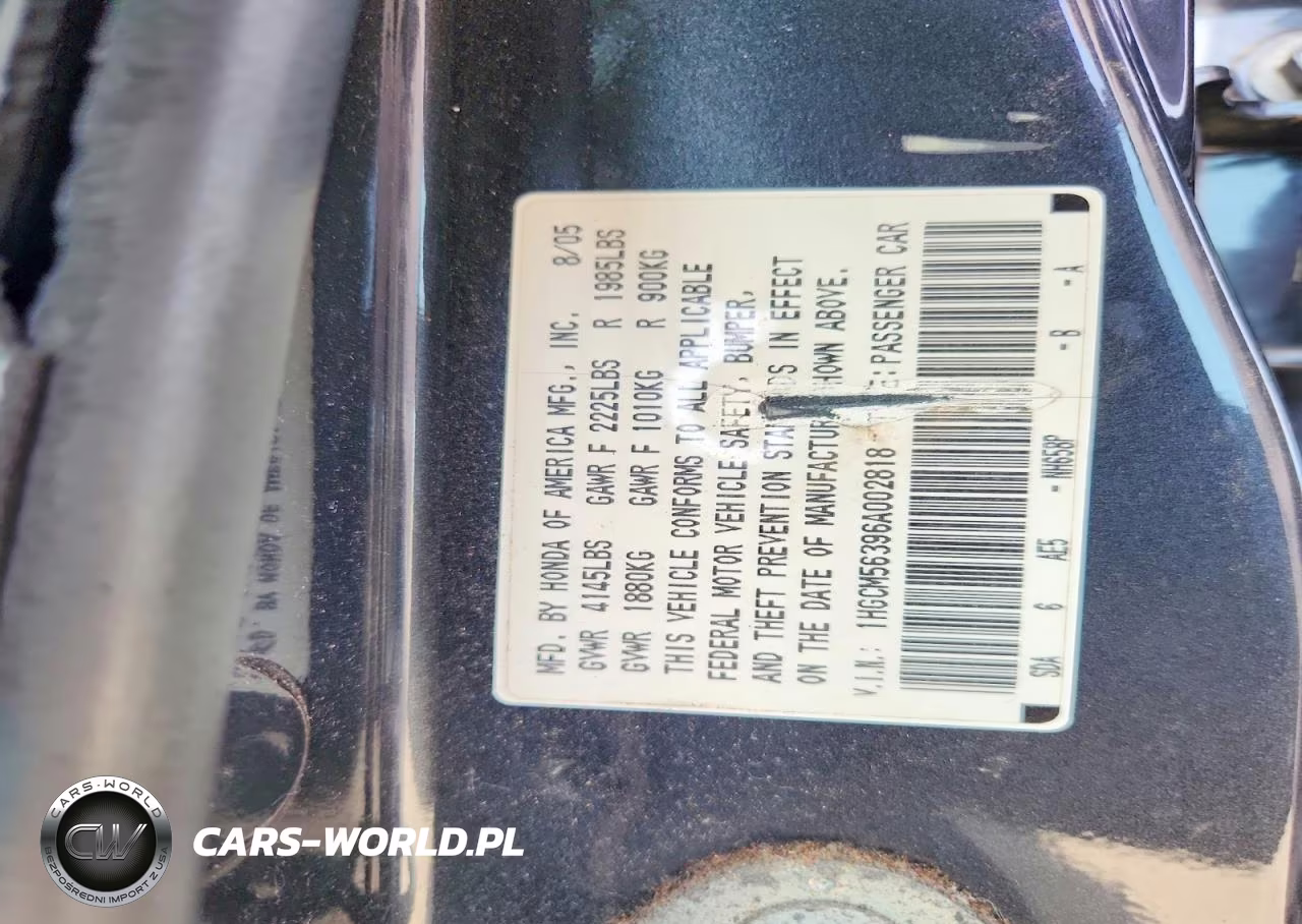 2006 Honda Accord Se VIN:1HGCM56396A002818 - 12