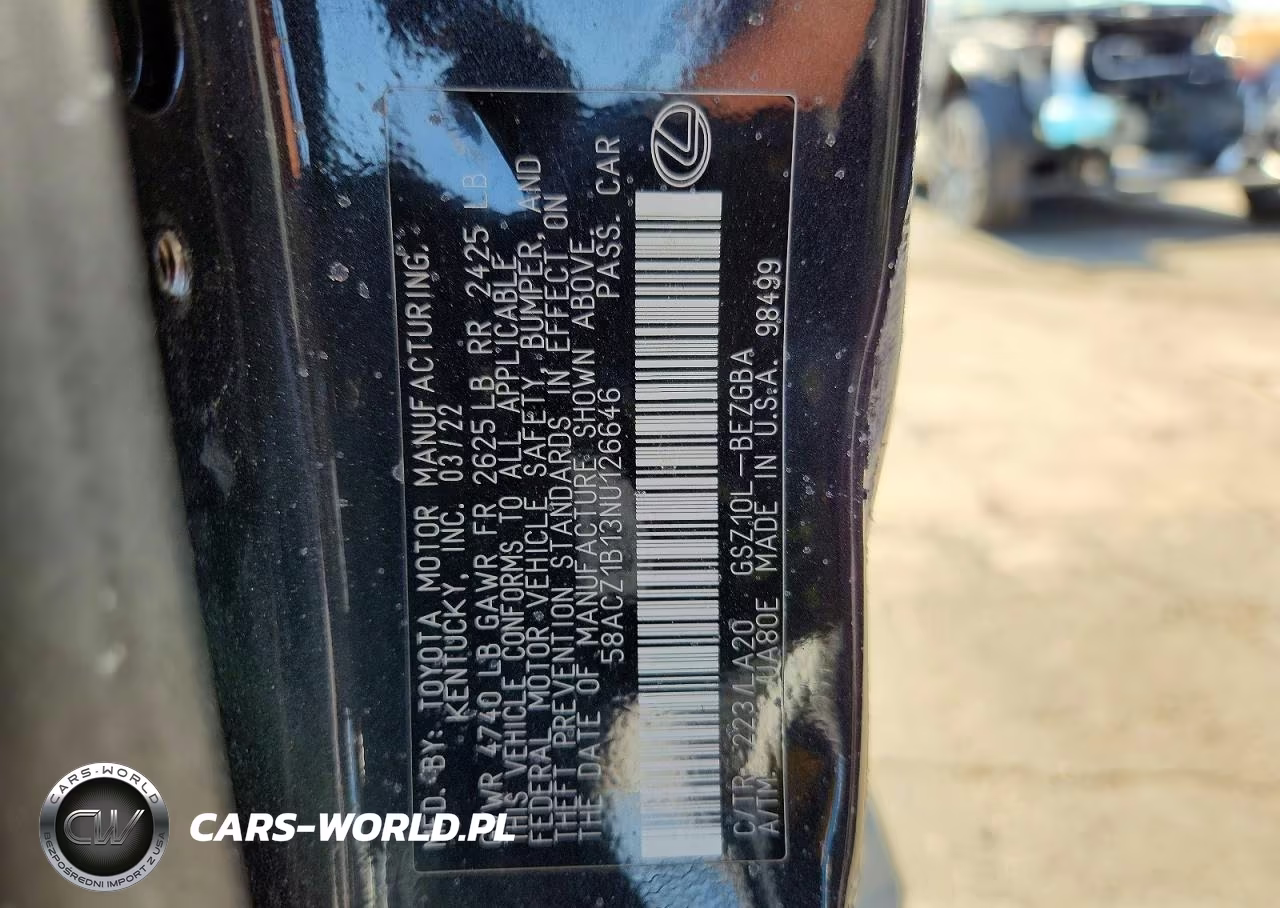 2022 Lexus Es 350 Base VIN:58ACZ1B13NU126646 - 12