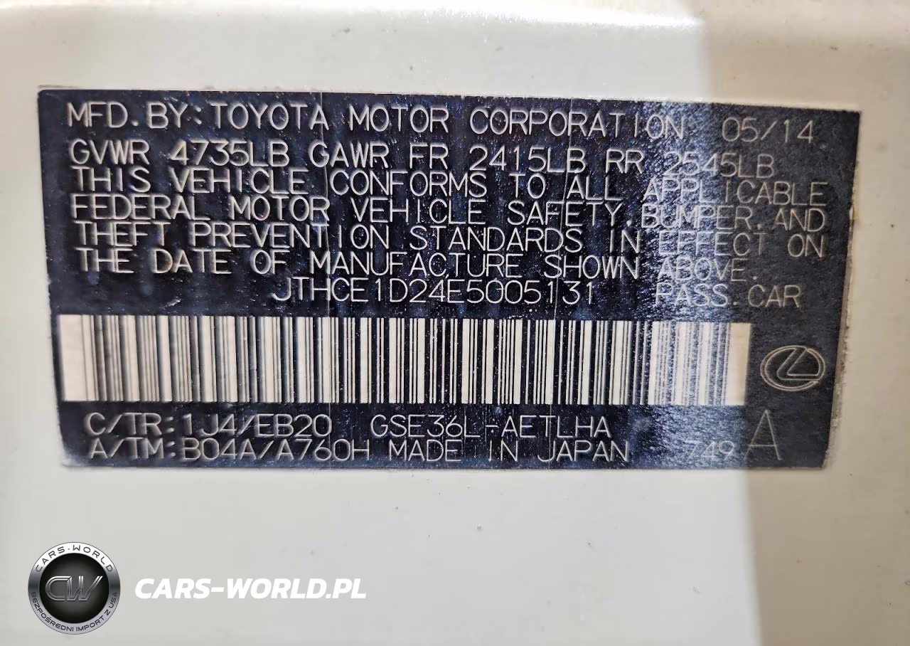 2014 Lexus Is 350 VIN:JTHCE1D24E5005131 - 12