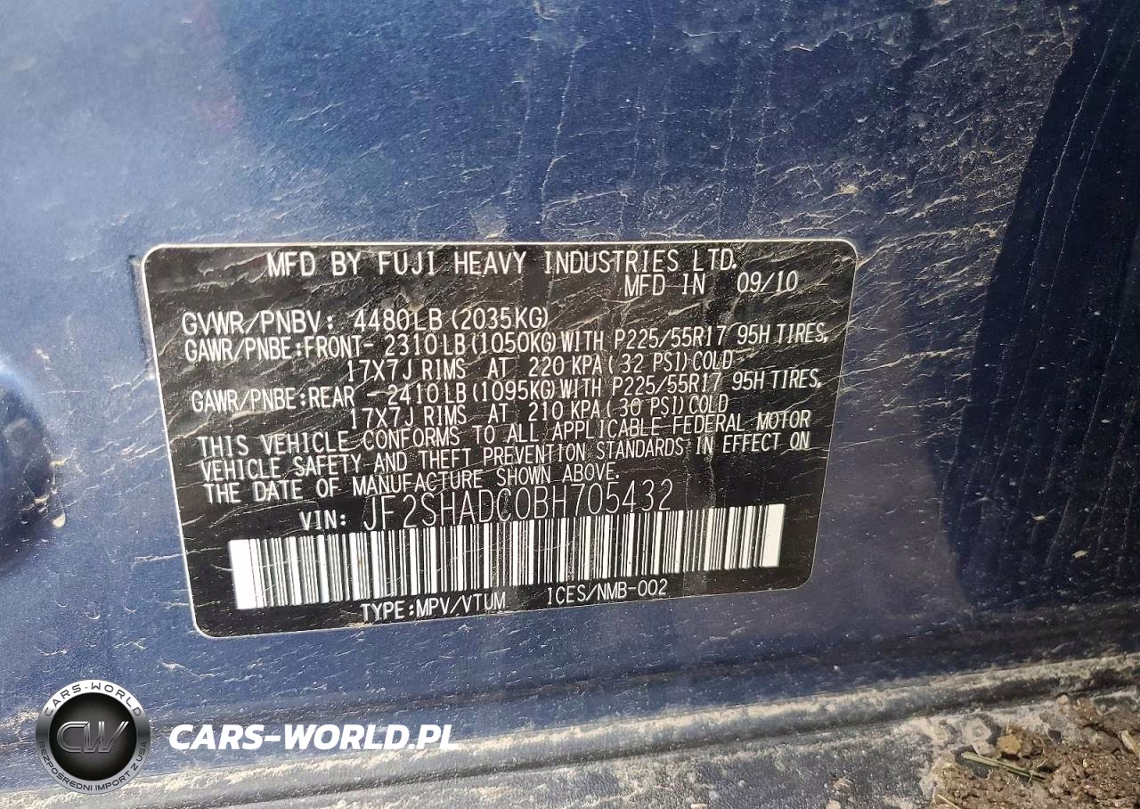 2011 Subaru Forester VIN:JF2SHADC0BH705432 - 13