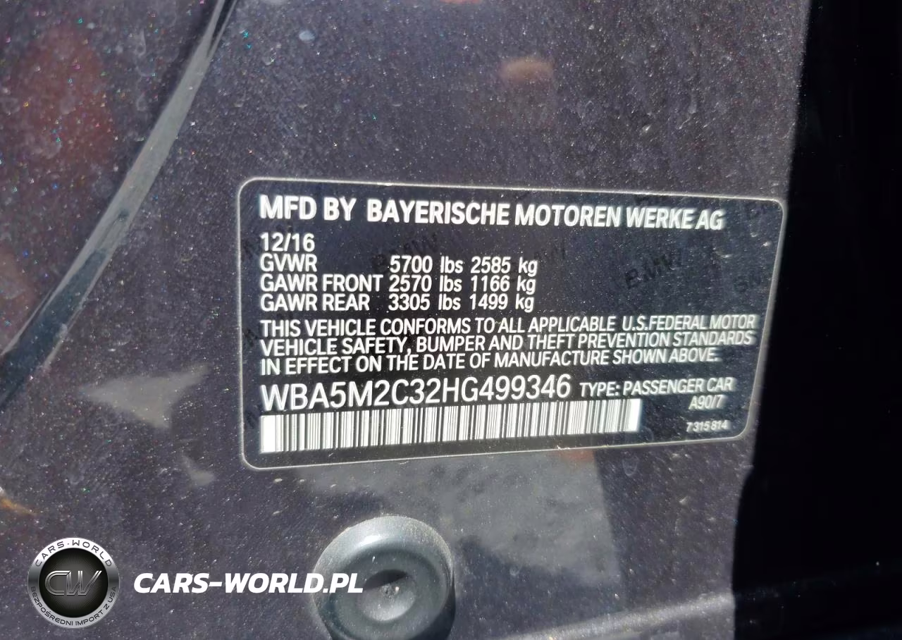 2017 BMW 535 Igt VIN:WBA5M2C32HG499346 - 12