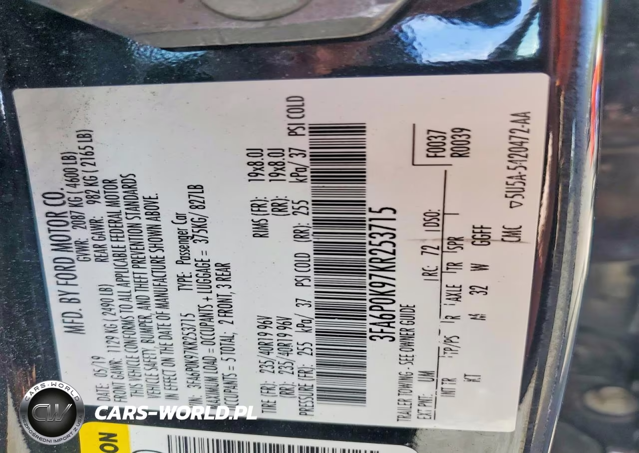 2019 Ford Fusion Titanium VIN:3FA6P0K97KR253715 - 12