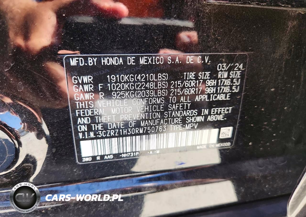 2024 Honda Hr-V Lx VIN:3CZRZ1H30RM750763 - 12