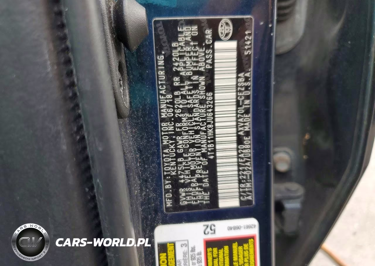 2018 Toyota Camry Se VIN:4T1B11HK8JU643266 - 12