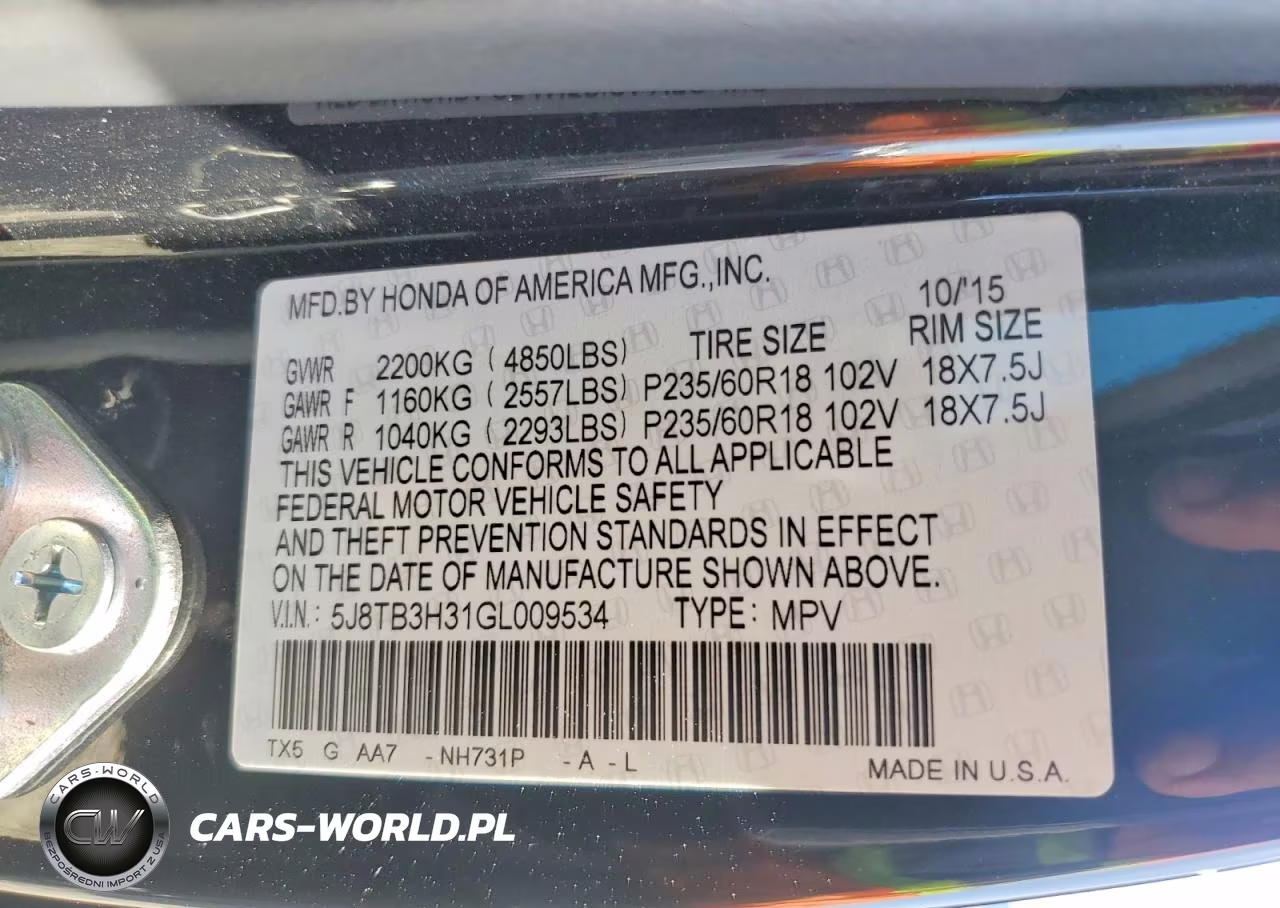 2016 Acura Rdx VIN:5J8TB3H31GL009534 - 13
