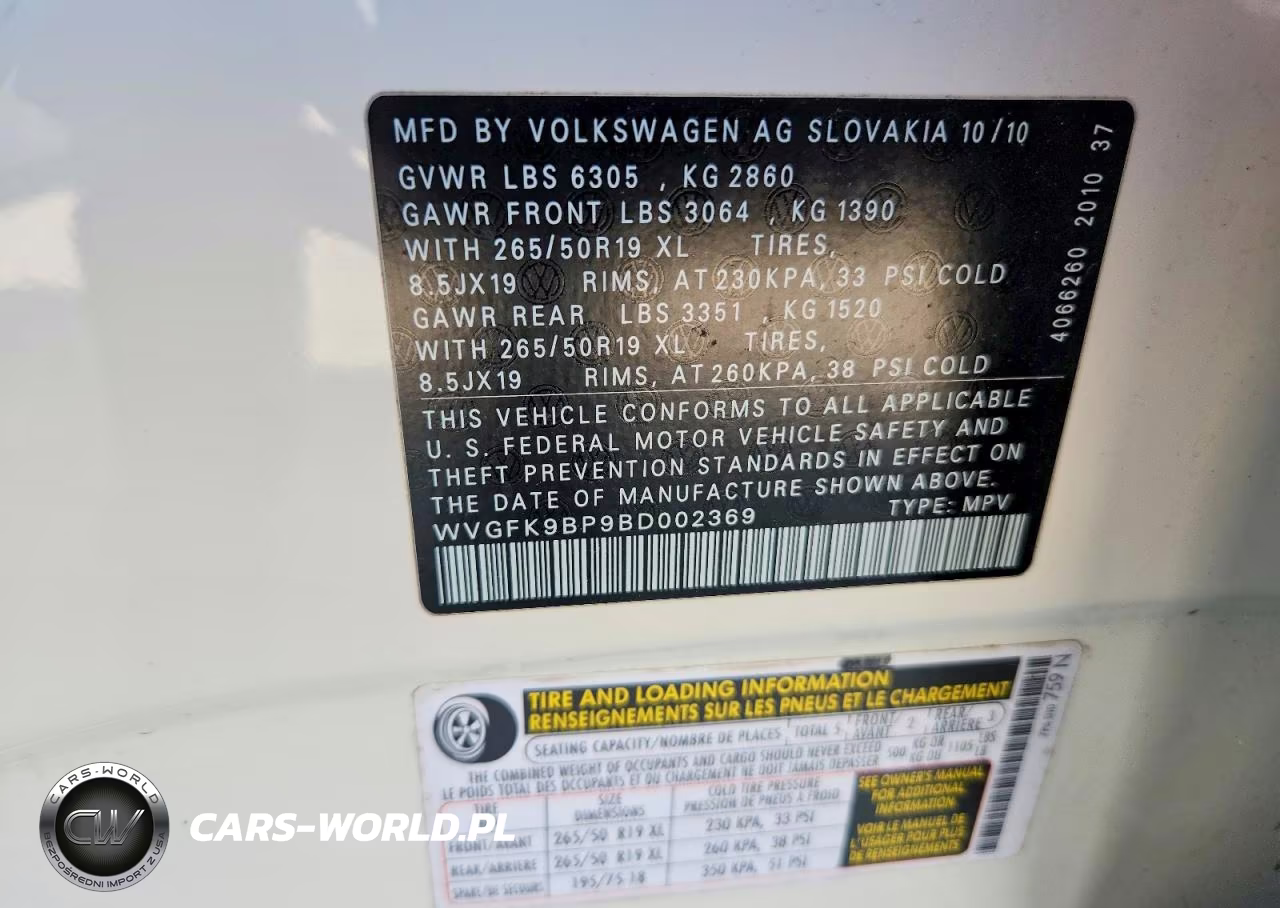 2011 Volkswagen Touareg V6 Tdi VIN:WVGFK9BP9BD002369 - 13
