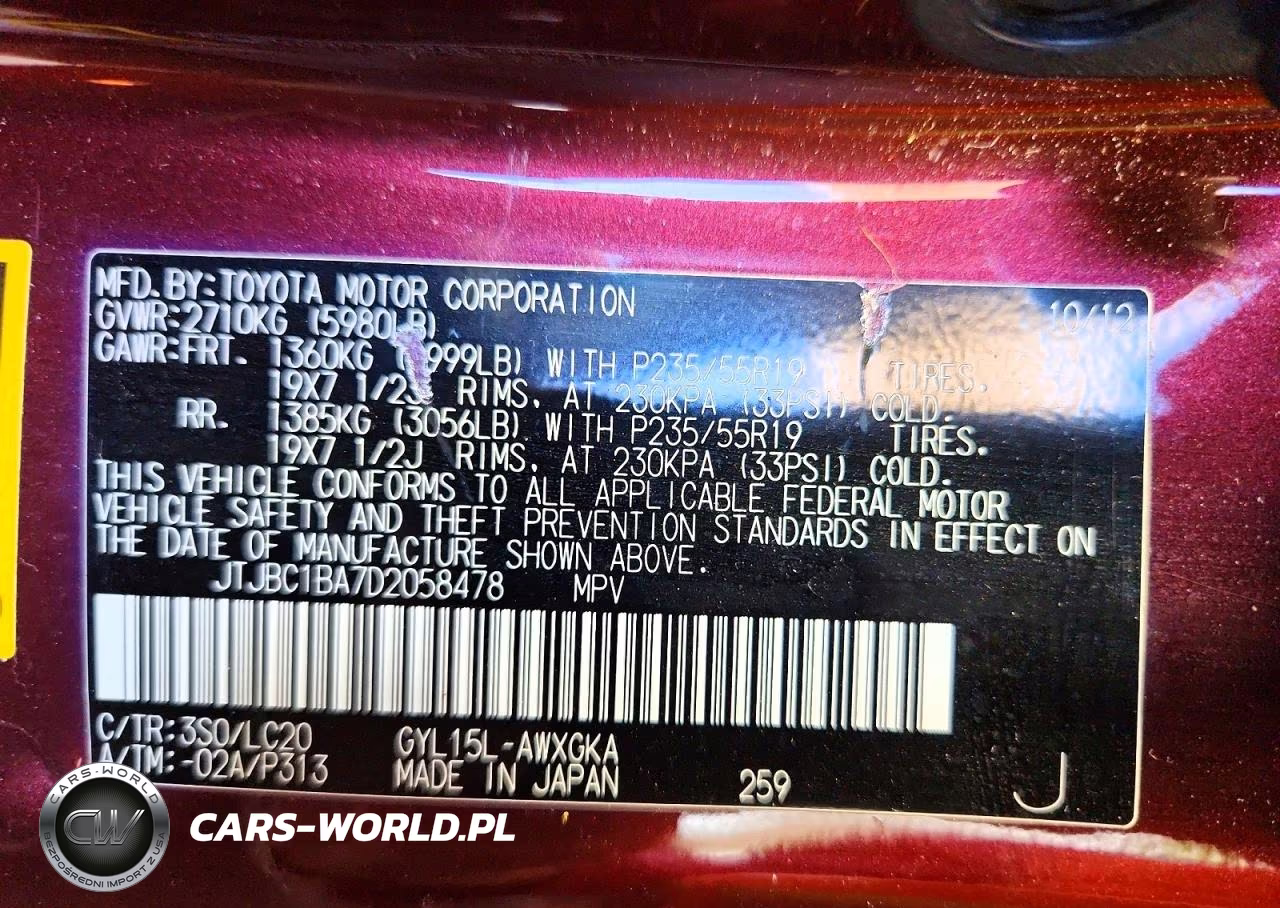 2013 Lexus Rx 450H VIN:JTJBC1BA7D2058478 - 13